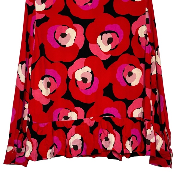 Kate Spade Womens Red Rose Deco Peplum Drop Waist Long Sleeve Blouse Top Size 8 - Picture 10 of 16